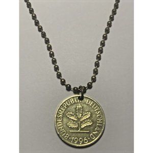 1996 Germany 10 Pfennig Coin Pendant on 24" Chain. Munich Great Gift 🎁